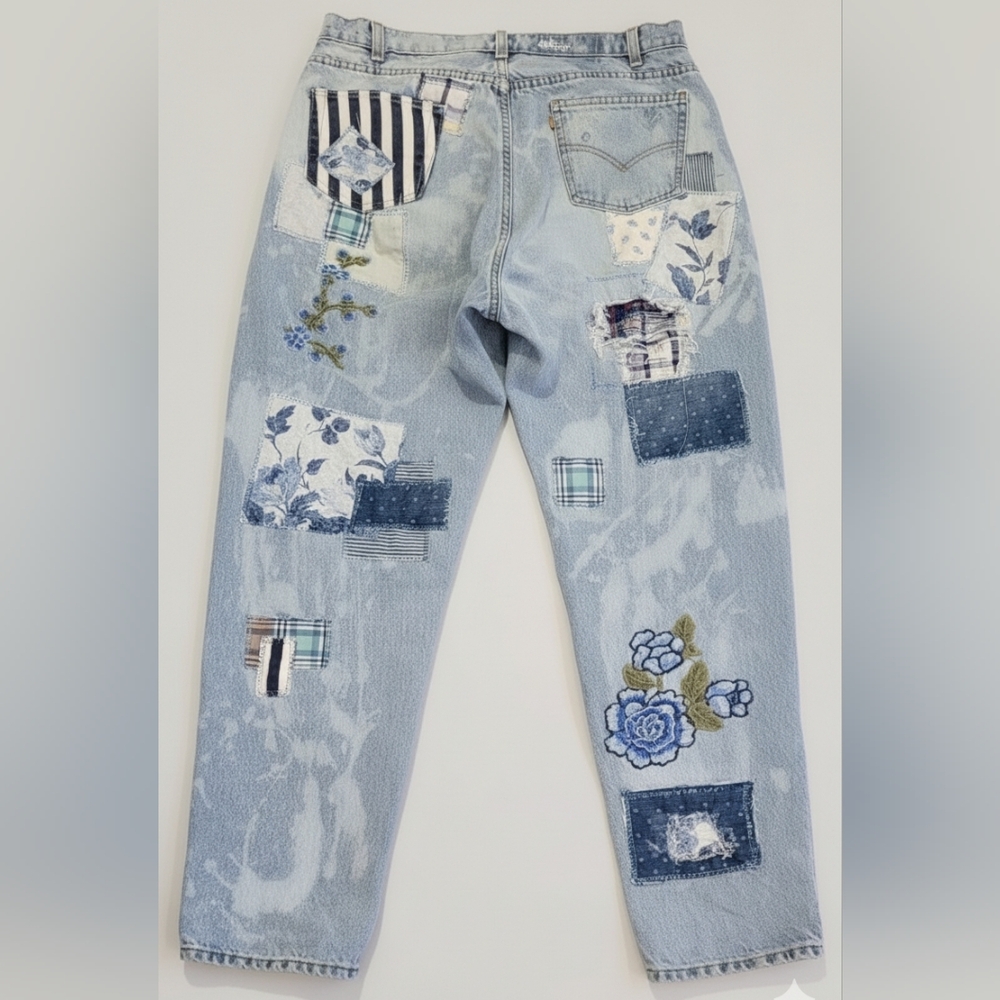 Levi's 560 34x34 Custom Patchwork Denim Jeans Upc… - image 4